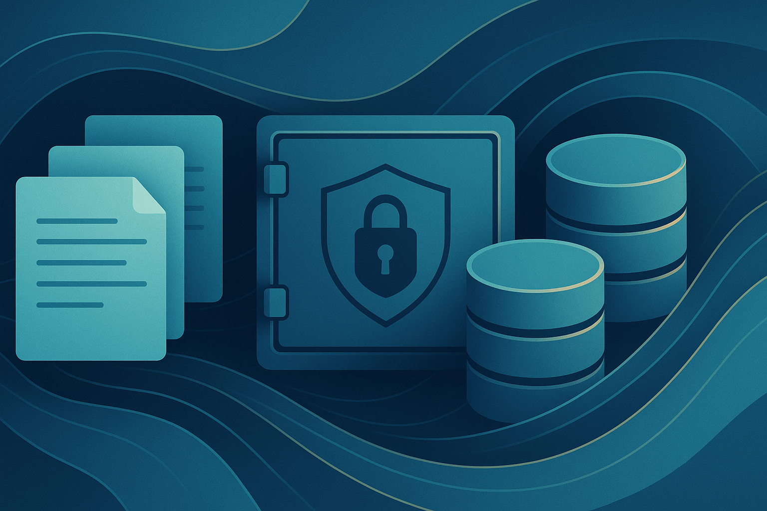 ローカルAIの知識保管庫をイメージした抽象的なテックビジュアル